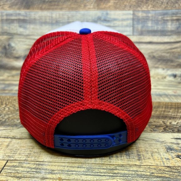 Pabst Blue Ribbon Mens Trucker Hat Red White Blue Lager Beer Retro Logo Cap - Picture 5 of 8